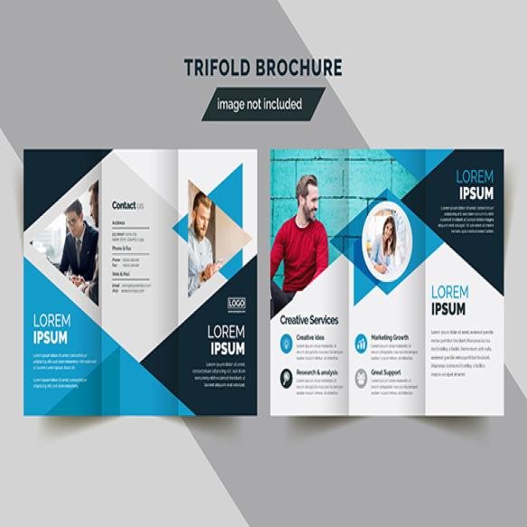 Corporate Trifold Brochure Template With Blue Accents