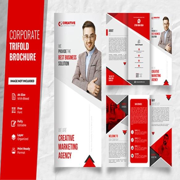 Corporate Vector Creative Marketing Trifold Brochure Modern Design Template