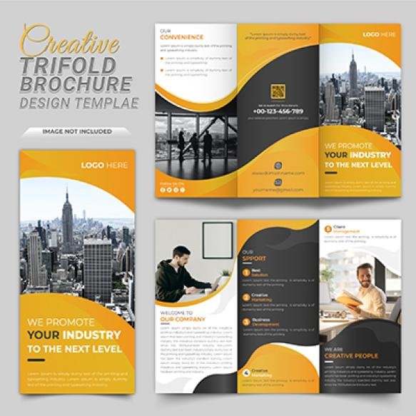 Creative Modern Abstract Shape Trifold Business Brochure Design Template