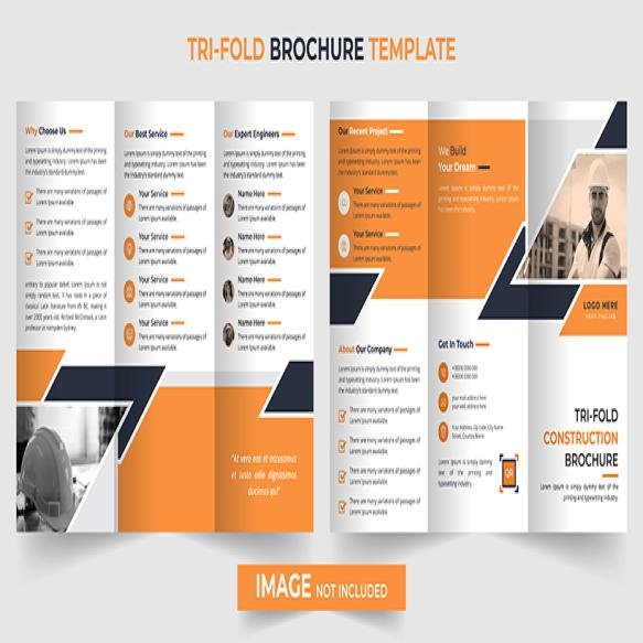 Creative Multipurpose Trifold Construction Brochure Template Design