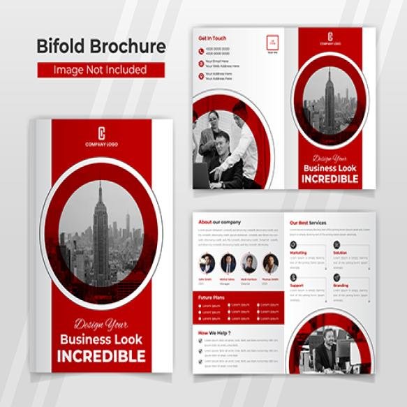 Creative Red Bifold Brochure Design Unique Layout
