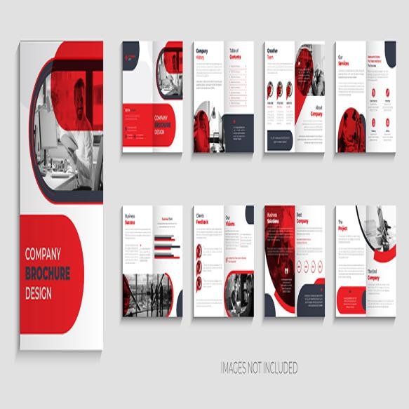Creative Red Color Shape Company Brochure Template Design Layout