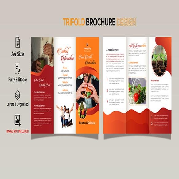 Food Health Wellness Business Trifold Brochure Template Design