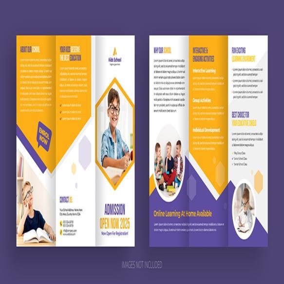 Kids School Admission Trifold Brochure Template