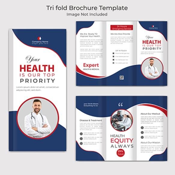 Medical Healthcare Tri Fold Brochure Design Template