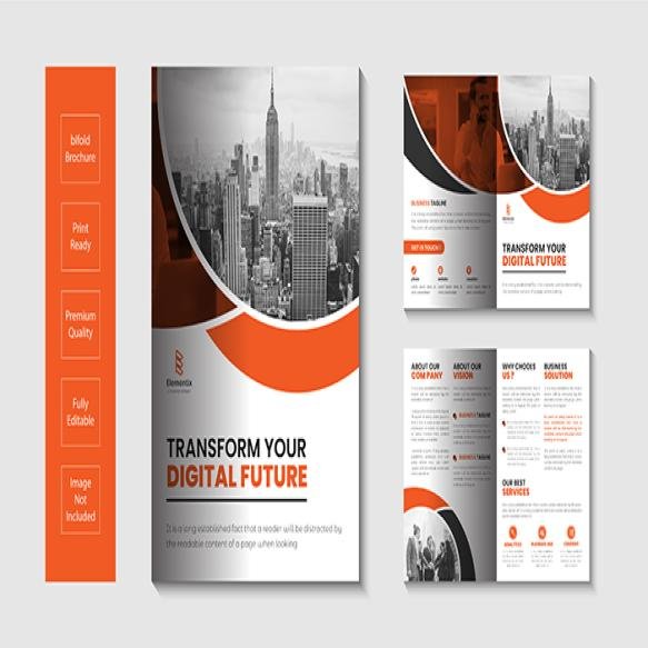 Modern Business Corporate 4 Pages Print Ready Bi Fold Brochure Design Template