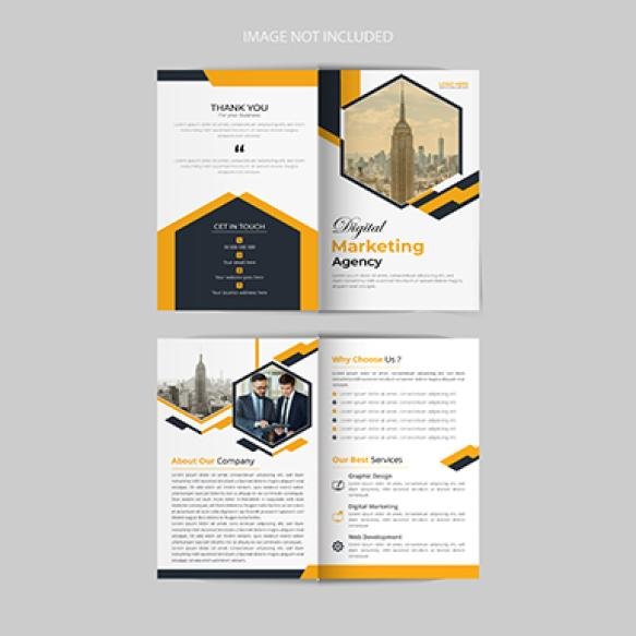 Modern Creative Vector Business Bi Fold Brochure Design Template