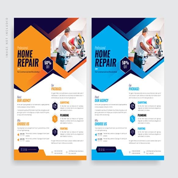 Modern House Repair Flyer Poster Print Template Premium Vector