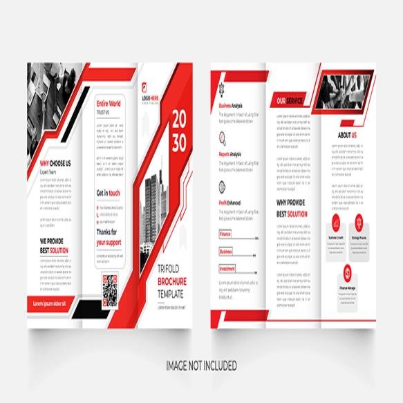 Modern Red Black Trifold Business Brochure