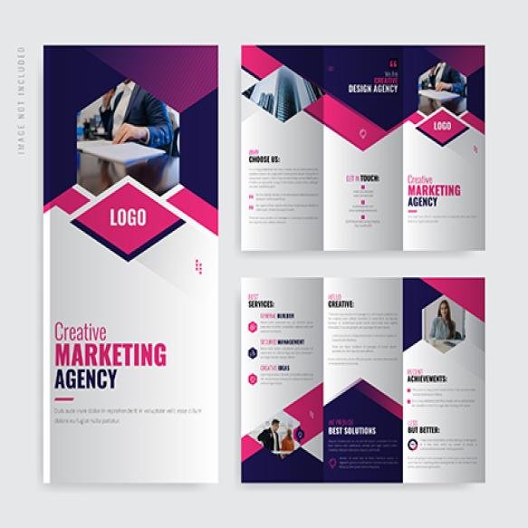 Modern Trifold Leaflet Brochure Template Design Vector (1)