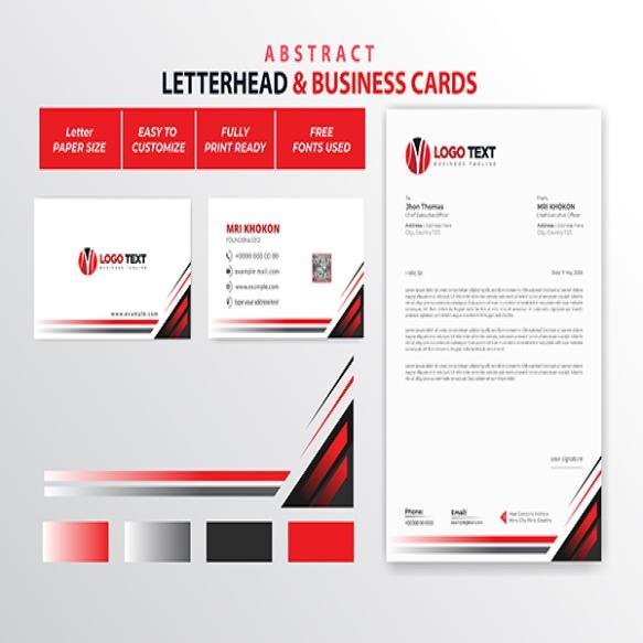 Abstract Letterhead Business Cards Design