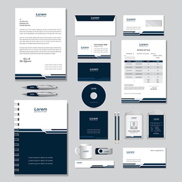 Classic Corporate Identity Template Design With Colorful Elegant Shape Professional Business (1)