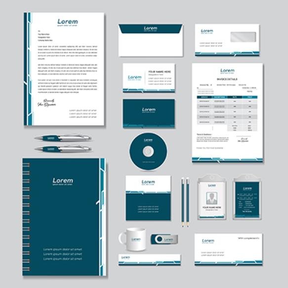 Classic Corporate Identity Template Design With Colorful Elegant Shape Professional Business