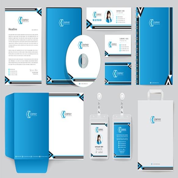 Corporate Stationery Template Design With Abstract Branding Identity Elements