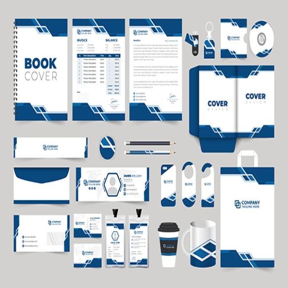 Creative Brand Promotion Template Design With Dark Blue Shapes Brand Identity Design Collection Comp