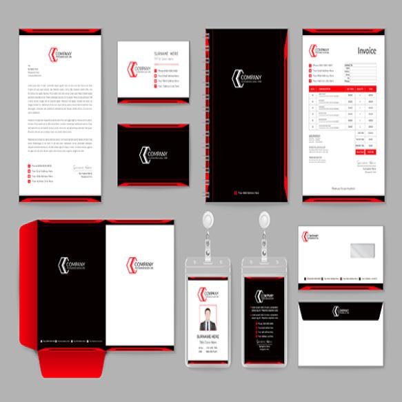 Creative Unique Simple Red Color Stationery Design