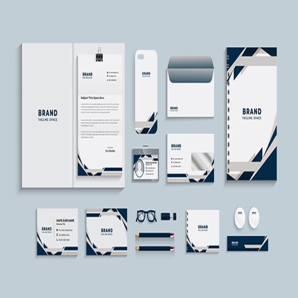 Flat Minimal Business Stationery Collection Vector