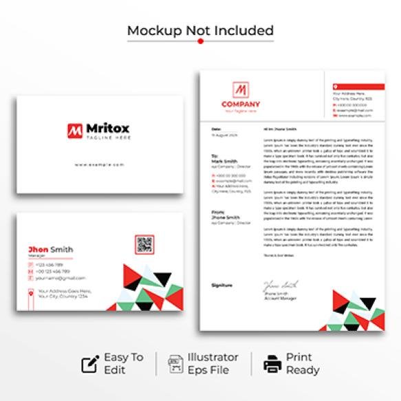 Geometric Letterhead Business Cards Design