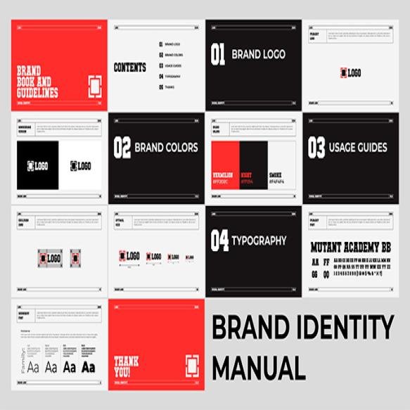 Minimal Black Red Professionally Designed Brand Book