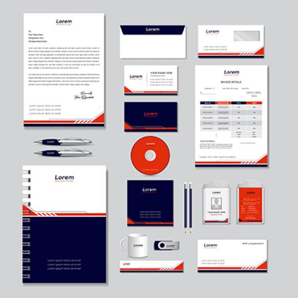 Minimal Elegant Professional Business Branding Stationery Set Red
