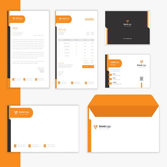 Orange Corporate Stationery Design Template Business Vector