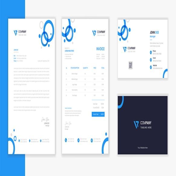 Professional Modern Corporate Stationery Design Template Bundle With Letterhead Invoice (1)