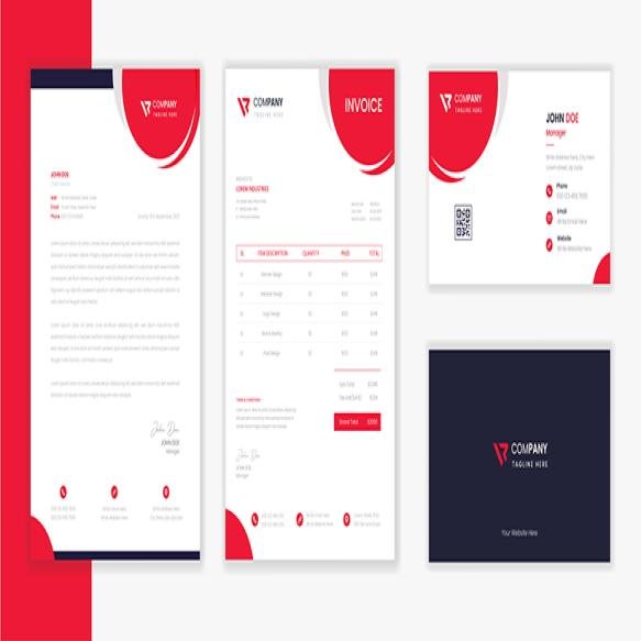 Professional Modern Corporate Stationery Design Template Bundle With Letterhead Invoice