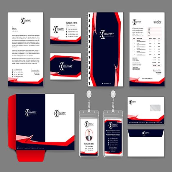 Red Blue Stationery Your Brand Identity Design