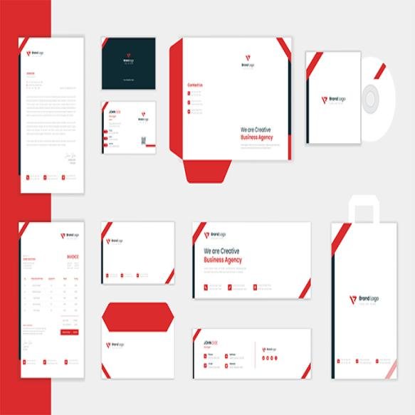Red Business Stationery Design Template Corporate Identity Vector