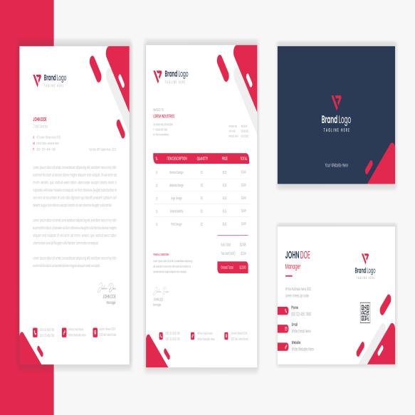 Red Corporate Business Identity Stationery Design Template