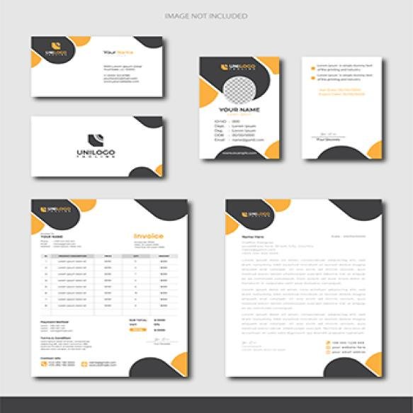 Simple Orange Color Professional Business Branding Stationery Set