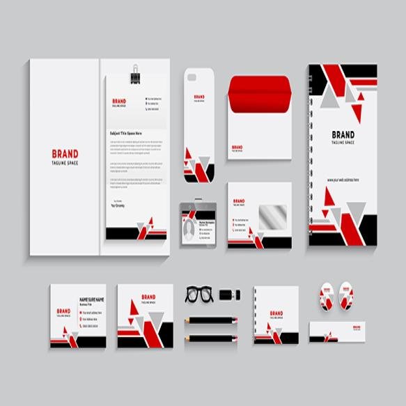 Stationery Design Including Red Black Logo