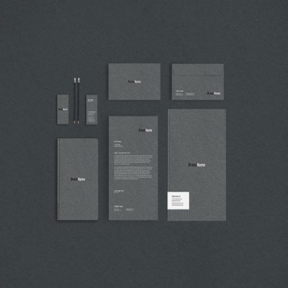 Black Style Stationary Mockup Template