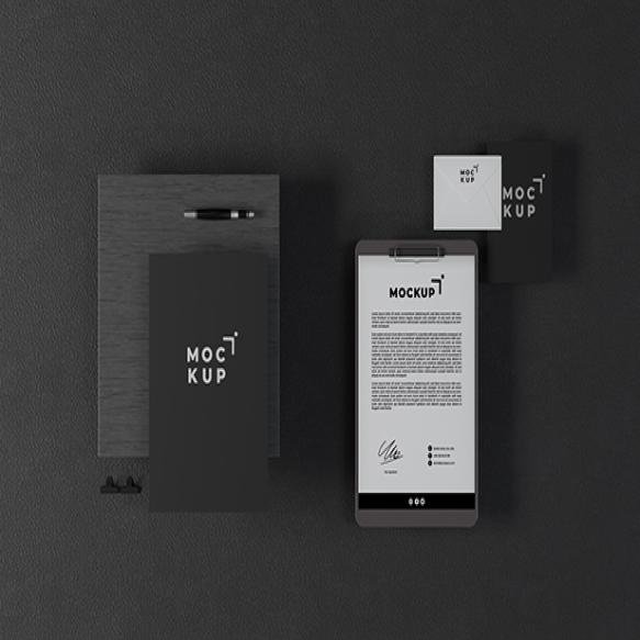 Black Style Stationery Mockup Design