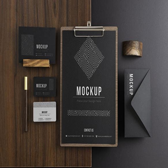 Branding Elements Mockup Wooden Shapes