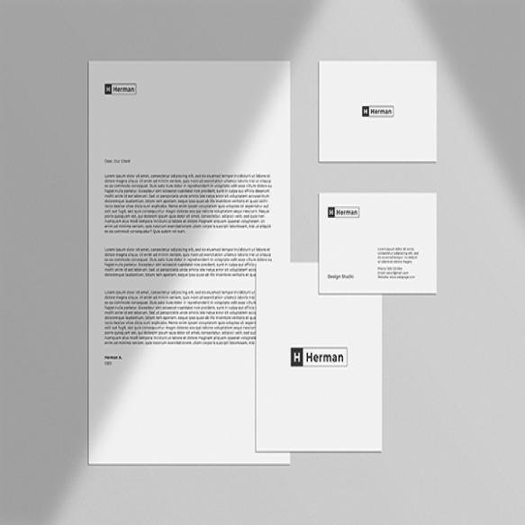 Business Corporate Stationery Set Mockup With Texture Background Window Shadow (1)