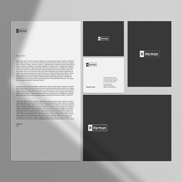 Business Corporate Stationery Set Mockup With Texture Background Window Shadow (3)