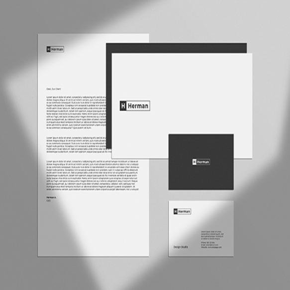 Business Corporate Stationery Set Mockup With Texture Background Window Shadow