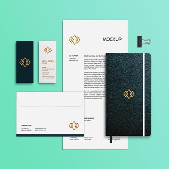 Flat Lay Branding Stationery Logo Mockup