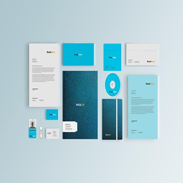 Leather Stationery Mockup Corporate Branding Top View