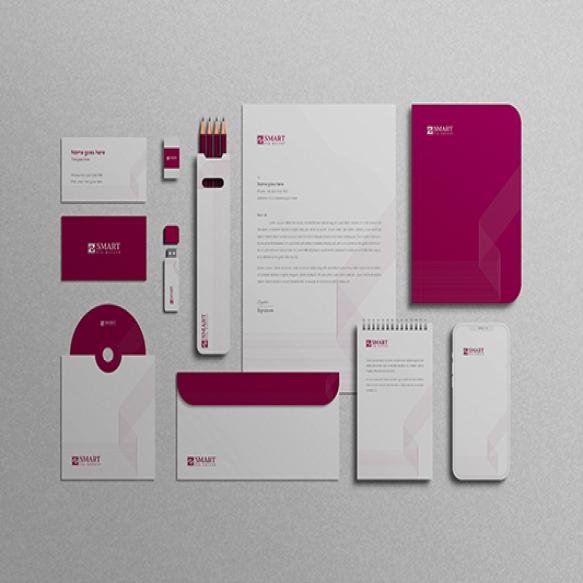 Minimal White Stationery Set Mockup