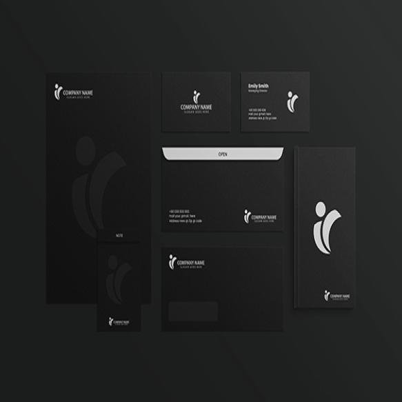 Premium Quality Black Stationery Photoshop Mockup File
