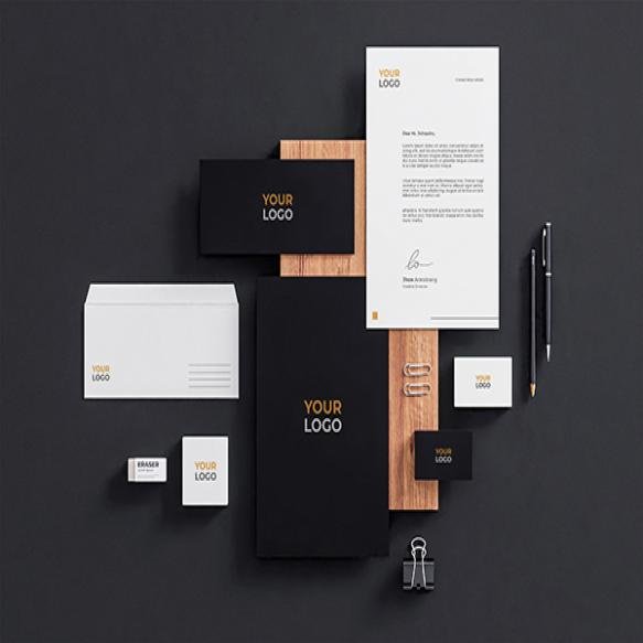 Realistic Business Stationery Mockup Black White Company