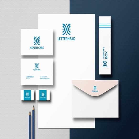Stationary Mockup With Business Card Letterhead Element