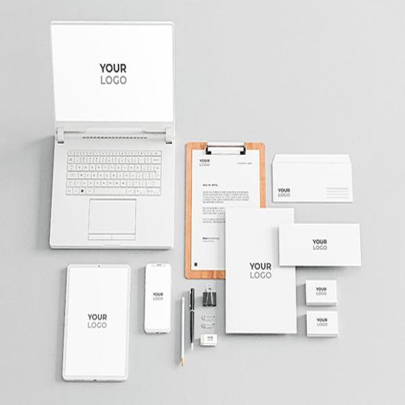 Stationery Mockup White Company Business Laptop Phone Tablet