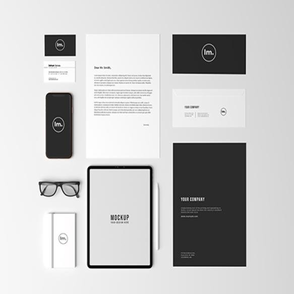 Top View Stationery Branding Mockup Design