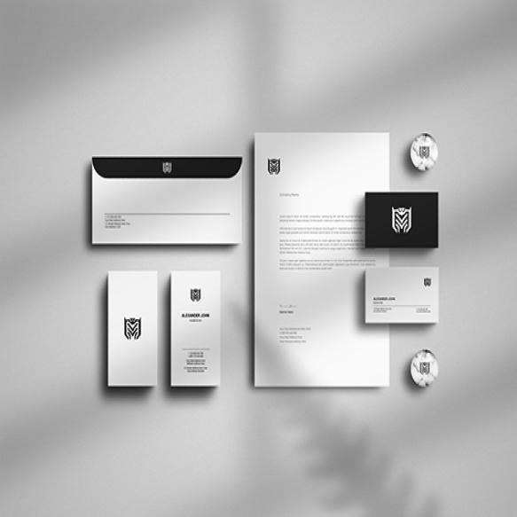 White Branding Stationery Mockup With Overly Shadow