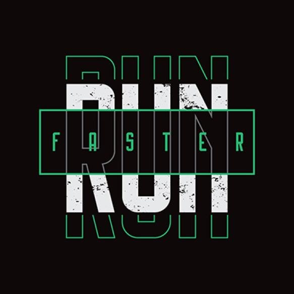 Black Background With Green White Logo That Says Run Fast