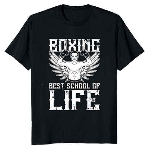 Black Shirt That Says Boxing Best School Life