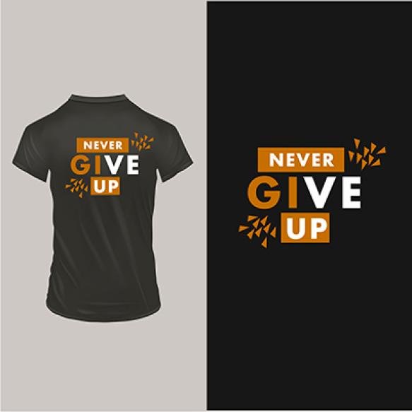Black T Shirt With Words Never Give Up